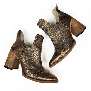 Freebird Jameson Ankle Boot Bootie Metallic Copper Blush Croco Western Boho 9